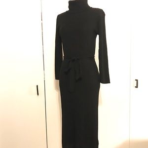 Black Ribbed Sweater Dress